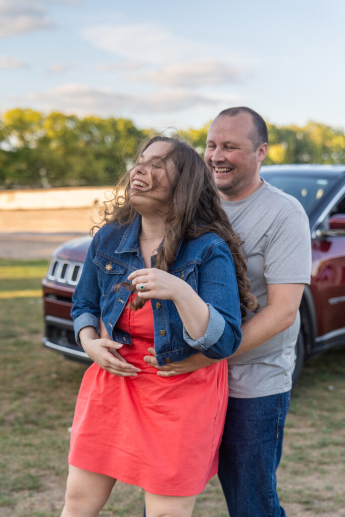 Couple having fun at the south drive-in theatre 