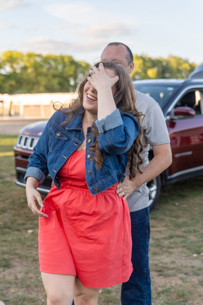 Couple having fun at the south drive-in theatre 