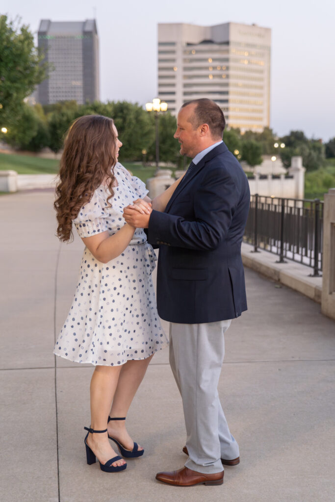 Man & Woman engaged at the Scioto Mile