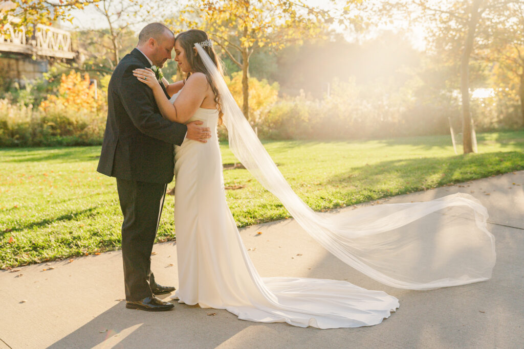 Tara & David's beautiful fall wedding at the North Bank Park Pavilion in Columbus OH