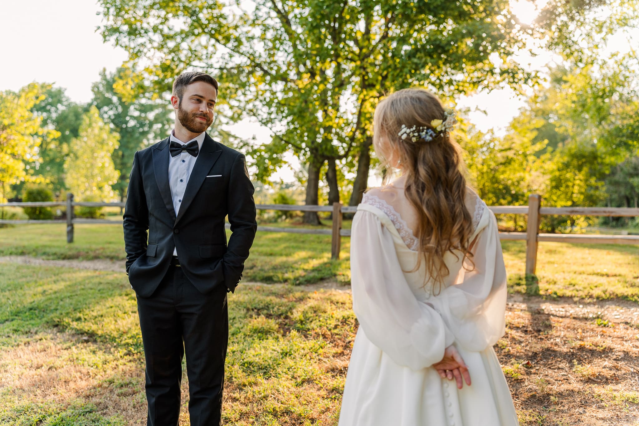 Bride admiring groom